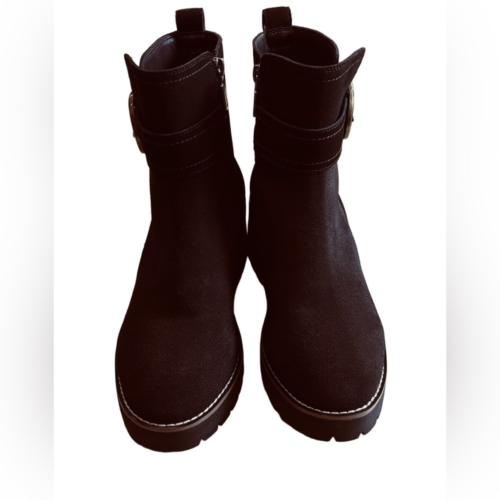 Blonde Dagger Waterproof Suede Ankle Boots, Size 9M, Chocolate Brown